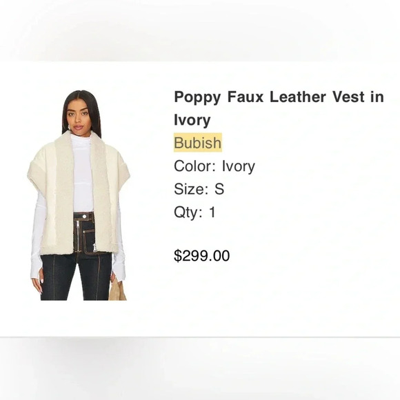 Poppy faux leather vest in ivory - Picture 3 of 6